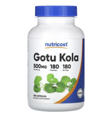 Травы и натуральные средства Nutricost, Готу кола, 500 мг, 180 капсул