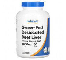 Для пищеварительной системы Nutricost, Сушеная говяжья печень травяного откорма, 750 мг, 240 капсул
