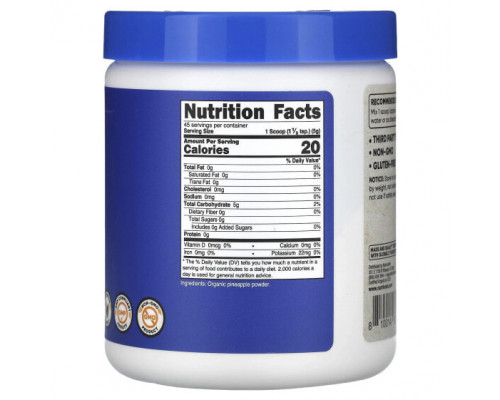 Фрукты и ягоды Nutricost, органический порошок из ананаса, без добавок, 227 г (8 унций) Фрукты и ягоды Nutricost, органический порошок из ананаса, без добавок, 227 г (8 унций)