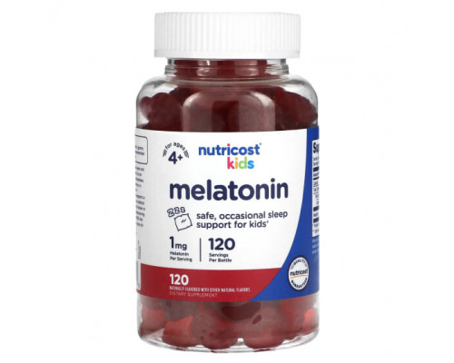 БАДы Nutricost, Мелатонин для детей, от 4 лет, 1 мг, 120 жевательных таблеток БАДы Nutricost, Мелатонин для детей, от 4 лет, 1 мг, 120 жевательных таблеток