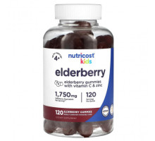 От гриппа и простуды Nutricost, Бузина для детей от 4 лет, 1750 мг, 120 жевательных таблеток