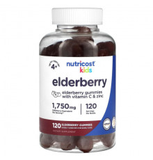От гриппа и простуды Nutricost, Бузина для детей от 4 лет, 1750 мг, 120 жевательных таблеток