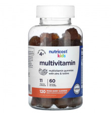 Детское здоровье Nutricost, Kids, мультивитаминные жевательные таблетки, для детей от 4 лет, со вкусом ягодного ассорти, 120 жевательных таблеток