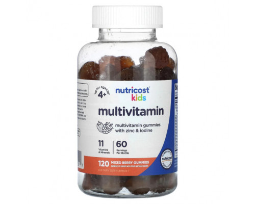 Детское здоровье Nutricost, Kids, мультивитаминные жевательные таблетки, для детей от 4 лет, со вкусом ягодного ассорти, 120 жевательных таблеток Детское здоровье Nutricost, Kids, мультивитаминные жевательные таблетки, для детей от 4 лет, со вкусом ягодного ассорти, 120 жевательных таблеток