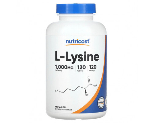 Аминокислоты Nutricost, L-лизин, 1000 мг, 120 таблеток Аминокислоты Nutricost, L-лизин, 1000 мг, 120 таблеток