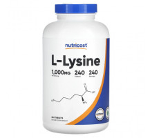 Аминокислоты Nutricost, L-лизин, 1000 мг, 240 таблеток