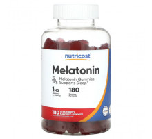 БАДы Nutricost, Мелатонин, клубника, 1 мг, 180 жевательных таблеток