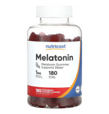 БАДы Nutricost, Мелатонин, клубника, 1 мг, 180 жевательных таблеток