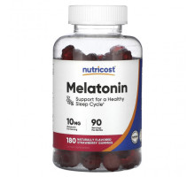 БАДы Nutricost, Мелатонин, клубника, 5 мг, 180 жевательных таблеток