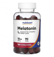 БАДы Nutricost, Мелатонин, клубника, 5 мг, 180 жевательных таблеток