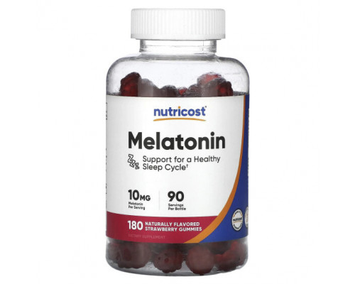 БАДы Nutricost, Мелатонин, клубника, 5 мг, 180 жевательных таблеток БАДы Nutricost, Мелатонин, клубника, 5 мг, 180 жевательных таблеток