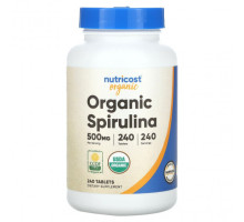 Водоросли Nutricost, Органическая спурулина, 500 мг, 240 таблеток