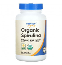Водоросли Nutricost, Органическая спурулина, 500 мг, 240 таблеток