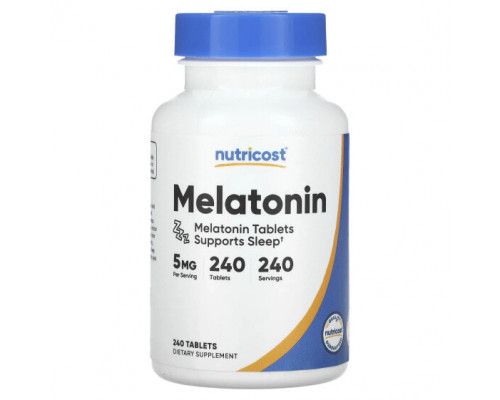 БАДы Nutricost, Мелатонин, 5 мг, 240 таблеток БАДы Nutricost, Мелатонин, 5 мг, 240 таблеток