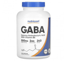 Аминокислоты Nutricost, ГАМК с витамином B6, 500 мг, 240 капсул