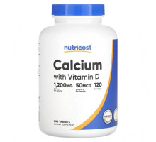 Кальций Nutricost, Кальций с витамином D, 240 таблеток