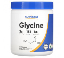 Аминокислоты Nutricost, Глицин, без добавок, 454 г (16 унций)