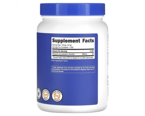 Калий Nutricost, хлорид калия, без добавок, 365 мг, 1 кг (2,2 фунта) Калий Nutricost, хлорид калия, без добавок, 365 мг, 1 кг (2,2 фунта)