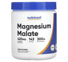 Магний Nutricost, Малат магния, без добавок, 300 г (10,6 унции)