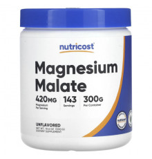 Магний Nutricost, Малат магния, без добавок, 300 г (10,6 унции)