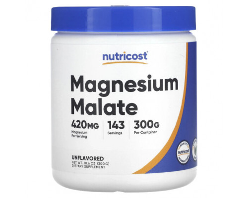 Магний Nutricost, Малат магния, без добавок, 300 г (10,6 унции) Магний Nutricost, Малат магния, без добавок, 300 г (10,6 унции)