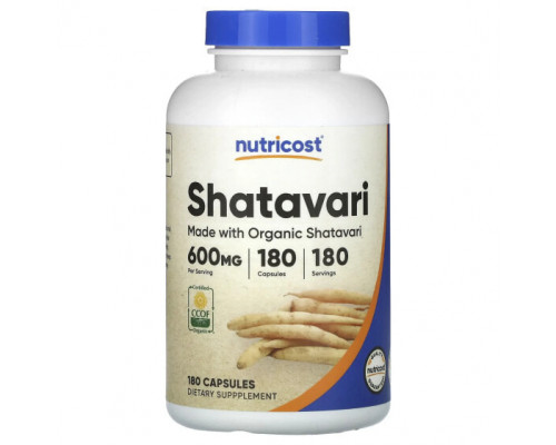 Аюрведа Nutricost, шатавари, 600 мг, 180 капсул Аюрведа Nutricost, шатавари, 600 мг, 180 капсул