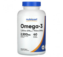 Рыбий жир и Омега 3, 6, 9 Nutricost, Омега-3, 833 мг, 120 мягких таблеток