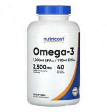 Рыбий жир и Омега 3, 6, 9 Nutricost, Омега-3, 833 мг, 120 мягких таблеток