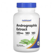 Аюрведа Nutricost, экстракт андрографиса, 450 мг, 180 капсул