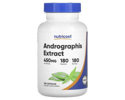 Аюрведа Nutricost, экстракт андрографиса, 450 мг, 180 капсул Аюрведа Nutricost, экстракт андрографиса, 450 мг, 180 капсул
