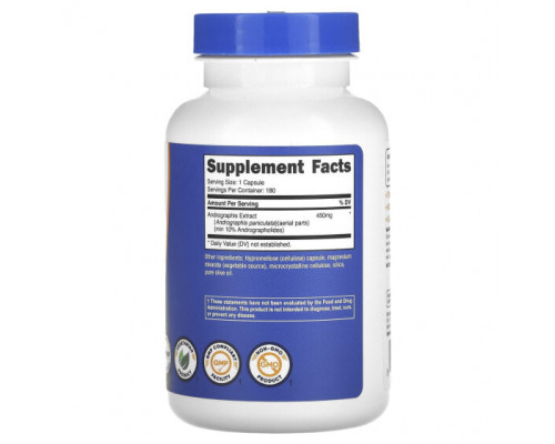 Аюрведа Nutricost, экстракт андрографиса, 450 мг, 180 капсул Аюрведа Nutricost, экстракт андрографиса, 450 мг, 180 капсул