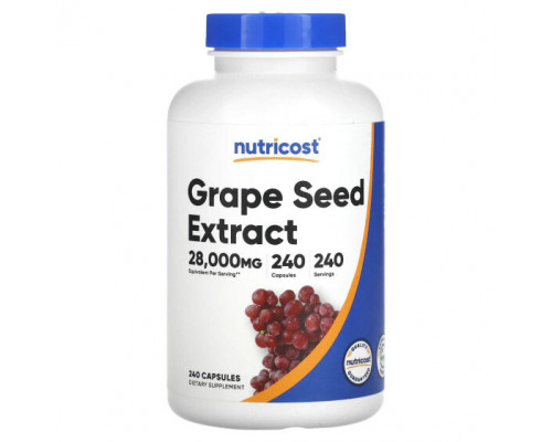 Антиоксиданты Nutricost, Экстракт виноградных косточек, 28000 мг, 240 капсул Антиоксиданты Nutricost, Экстракт виноградных косточек, 28000 мг, 240 капсул