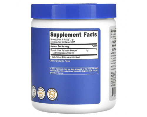 Мужское здоровье Nutricost, органическая сереноя, без добавок, 227 г (8 унций) Мужское здоровье Nutricost, органическая сереноя, без добавок, 227 г (8 унций)