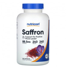 Имбирь и куркума Nutricost, Шафран, 88,5 мг, 240 капсул