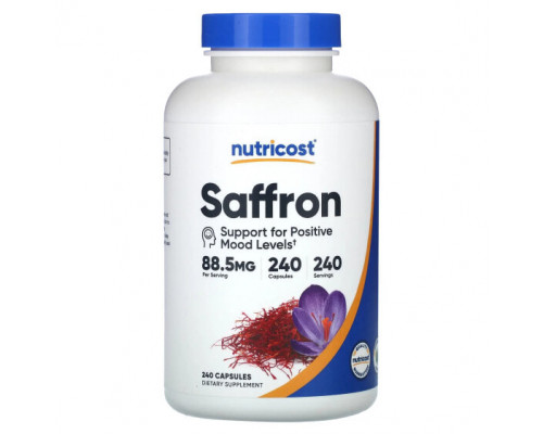 Имбирь и куркума Nutricost, Шафран, 88,5 мг, 240 капсул Имбирь и куркума Nutricost, Шафран, 88,5 мг, 240 капсул