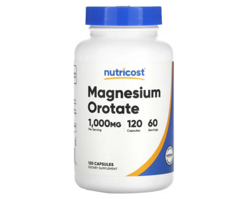 Магний Nutricost, Оротат магния, 500 мг, 120 капсул Магний Nutricost, Оротат магния, 500 мг, 120 капсул
