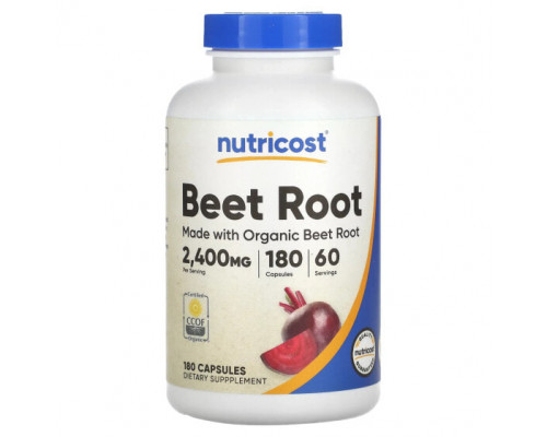 Овощи Nutricost, Свекла, 800 мг, 180 капсул Овощи Nutricost, Свекла, 800 мг, 180 капсул