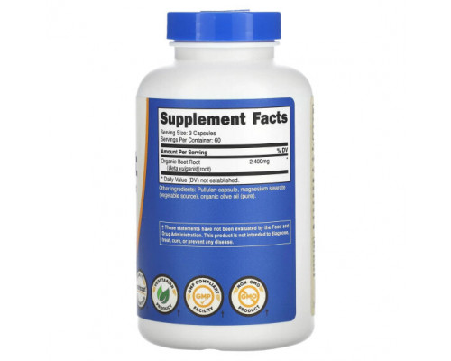 Овощи Nutricost, Свекла, 800 мг, 180 капсул Овощи Nutricost, Свекла, 800 мг, 180 капсул