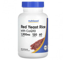 Коэнзим Q10 Nutricost, красный ферментированный рис с коэнзимом Q10, 650 мг, 120 капсул