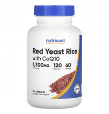 Коэнзим Q10 Nutricost, красный ферментированный рис с коэнзимом Q10, 650 мг, 120 капсул