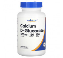 Кальций Nutricost, D-глюкарат кальция, 500 мг, 120 капсул