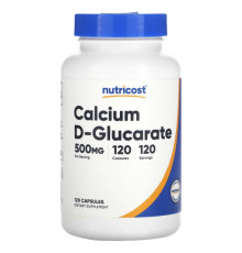 Кальций Nutricost, D-глюкарат кальция, 500 мг, 120 капсул