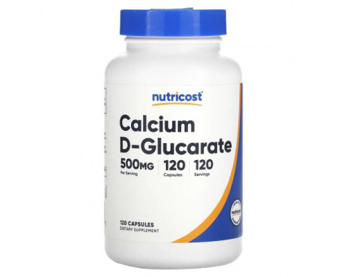 Кальций Nutricost, D-глюкарат кальция, 500 мг, 120 капсул Кальций Nutricost, D-глюкарат кальция, 500 мг, 120 капсул