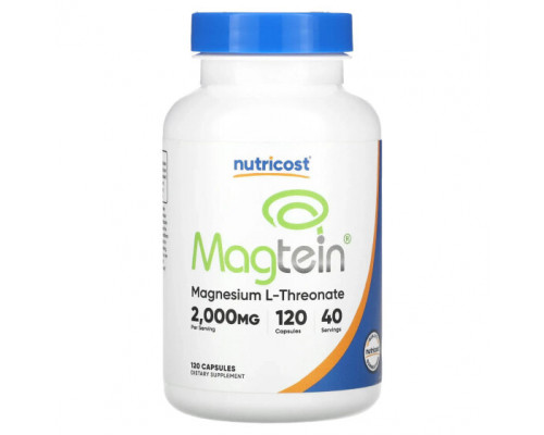Магний Nutricost, Magtein, 666 мг, 120 капсул Магний Nutricost, Magtein, 666 мг, 120 капсул
