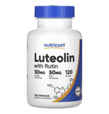 Улучшение памяти и работы мозга Nutricost, лютеолин с рутином, 50 мг, 120 капсул