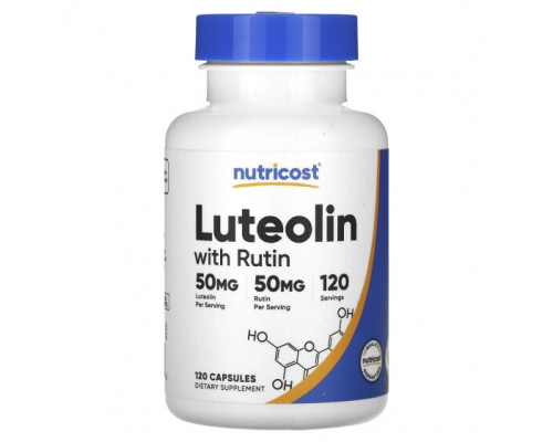 Улучшение памяти и работы мозга Nutricost, лютеолин с рутином, 50 мг, 120 капсул Улучшение памяти и работы мозга Nutricost, лютеолин с рутином, 50 мг, 120 капсул