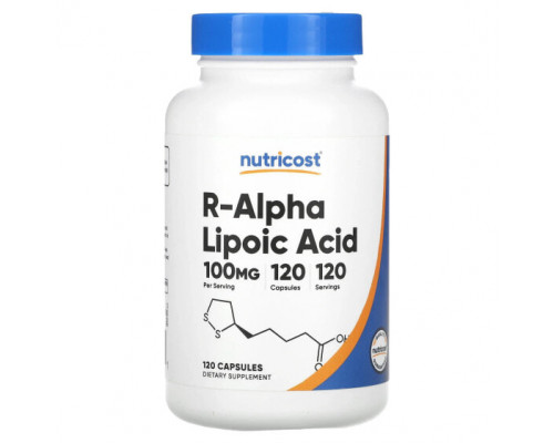 Антиоксиданты Nutricost, R-альфа-липоевая кислота, 100 мг, 120 капсул Антиоксиданты Nutricost, R-альфа-липоевая кислота, 100 мг, 120 капсул