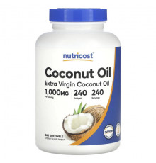Растительные масла Nutricost, нерафинированное кокосовое масло высшего качества, 1000 мг, 240 капсул