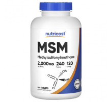 Для мышц и суставов Nutricost, МСМ, 1000 мг, 240 таблеток
