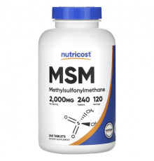 Для мышц и суставов Nutricost, МСМ, 1000 мг, 240 таблеток